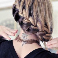 Back View of Quirky Two-Tone Diagonal Braid