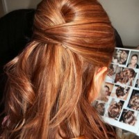 Highlighted Bouffant Half Up Half Down Hairstyle for Wedding