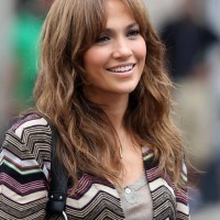 Jennifer Lopez Long Wavy Hairstyle with Bangs