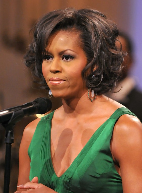 Michelle Obama Short Curly Bob