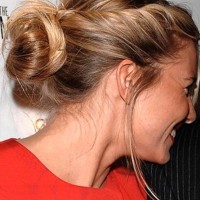 Side View of Chic Boho Bun Updo