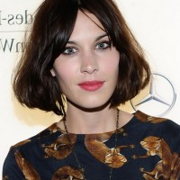 Alexa Chung Short Dark Brown Bob Hairstyle with Bangs