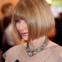 Short Sleek Aline Bob with Blunt Bangs - Anna Wintour Short Haircut