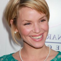 Ashley Scott Short Sassy Bob Hairstyle with Bangs