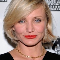 Cameron Diaz Short Bob Hairstyle with Side Swept Bangs