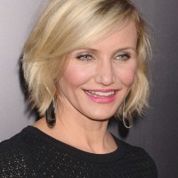 Cameron Diaz Short Messy Bob Hairstyle with Bangs