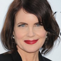 Elizabeth McGovern Layered Dark Brown Bob Hairstyle