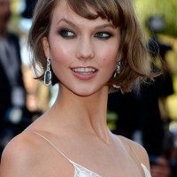 Karlie Kloss Short Messy Bob Hairstyle with Bangs