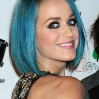 Katy Perry Short Straight Blue Bob Hairstyle