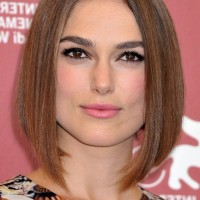 Keira Knightley Center Parted Medium A Line Bob Haircut