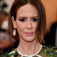 Center Parted Short Bob Hairstyle from Sarah Paulson