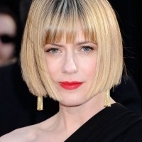 Sunrise Coigney Short Stacked Bob Haircut with Blunt Bangs