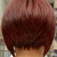 Back View of Red Inverted Bob Hairstyle