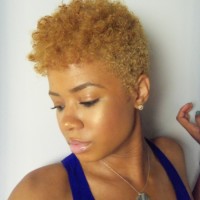 Blonde Curly High Top Hairstyle for Women