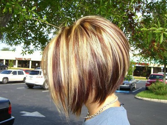 Side View of Highlighted Inverted Bob Haircut