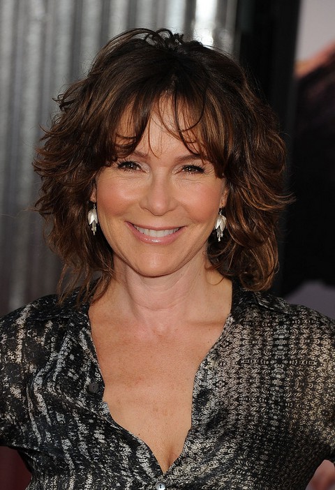 Jennifer Grey Medium Messy Hairstyle with Bangs for Women Over 50