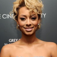 Keri Hilson Trendy Short Blonde Curly Hairstyle with Curly Bangs
