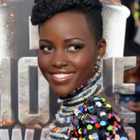 Lupita Nyong'o Trendy Short Black Curly Hairstyle for Black Women
