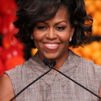 Michelle Obama Medium Wavy Curly Hair Style for Women