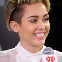 Miley Cyrus Cute Short Side Parted Straight Cut