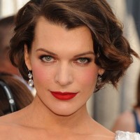 Milla Jovovich Short Brown Bob Hairstyle with Bouns Waves