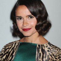 Miroslava Duma Short Dark Brown Finger Wave Hair Style