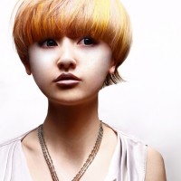 Mushroom Haircut for Asian Girls - Bold Highlighted Bowl Cut