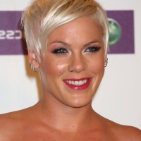 Pink's Short Blonde Pixie Cut