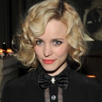 Rachel McAdams Short Blonde Curly Hairstyle with Bangs