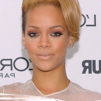 Rihanna Cool Short Side Parted Straight Cut