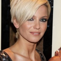 Sarah Harding Short Blonde Pixie Cut with Long Bangs