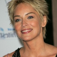 Sharon Stone Spiky Short Haircut for Older Women Over 50