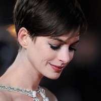 Side View of Anne Hathaway Short Pixie Haircut