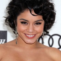 Vanessa Hudgens Black Chaw Length Bob Curly Bob Hairstyle for Summer