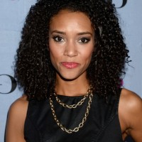 Annie Ilonzeh Shoulder Length Black Curly Hairstyle for Black Women