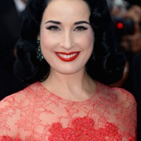 Dita Von Teese Medium Black WAvy Hair Style