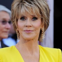 Jane Fonda Short Layered Razor Hairstyle for Women Over 60