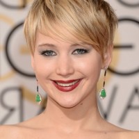 Jennifer Lawrence Short Layered Razor Cut with Bangs