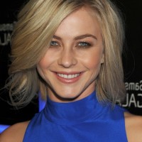 Julianne Hough Layered Side Parted Short Haircut with Long Bangs