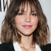 Katharine McPhee Trendy Edgy Short Wavy Ombre Hairstyle with Bangs