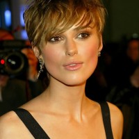 Keira Knightley Short Layered Straight Haircut with Bangs for Summer