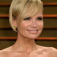 Kristin Chenoweth Short Haircut with Side Swept Bangs for Square Faces