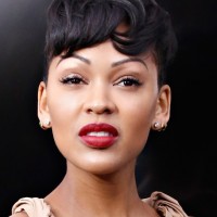 Meagan Good Short Boyish Haircut with Messy Bangs