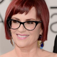 Megan Mullally Short Red Bob Cut with Bangs