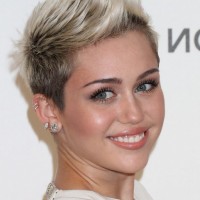 Miley Cyrus Cool Short Spiked Fauxhawk Haircut for Women