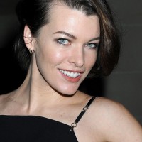 Milla Jovovich Side Parted Haircut for Short Hair