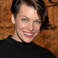 Milla Jovovich Short Asymmetric Wavy Hairstyle