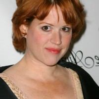 Molly Ringwald Short Layered Red Razor Cut with Bangs