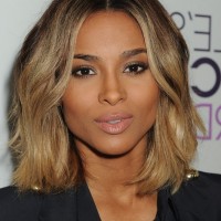 Most Popular Center Part Medium Wavy Hairstyle from Ciara