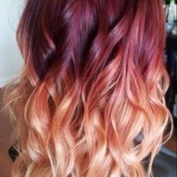 Red to Blonde Ombre Hair with Waves